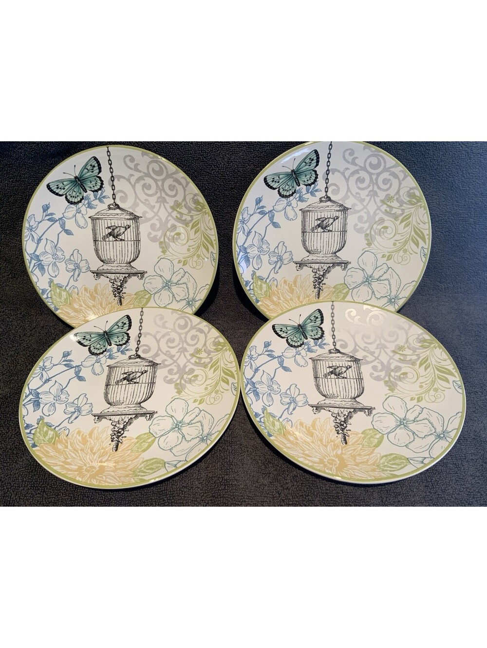 Discontinued 222 Fifth Bergerac Blue 6 3/8”D Desert Plates - Set of Four